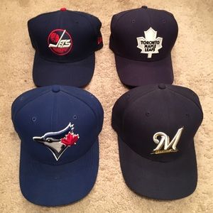Set of 4 New Era Fitted Hats All 7 3/8 Great Shape